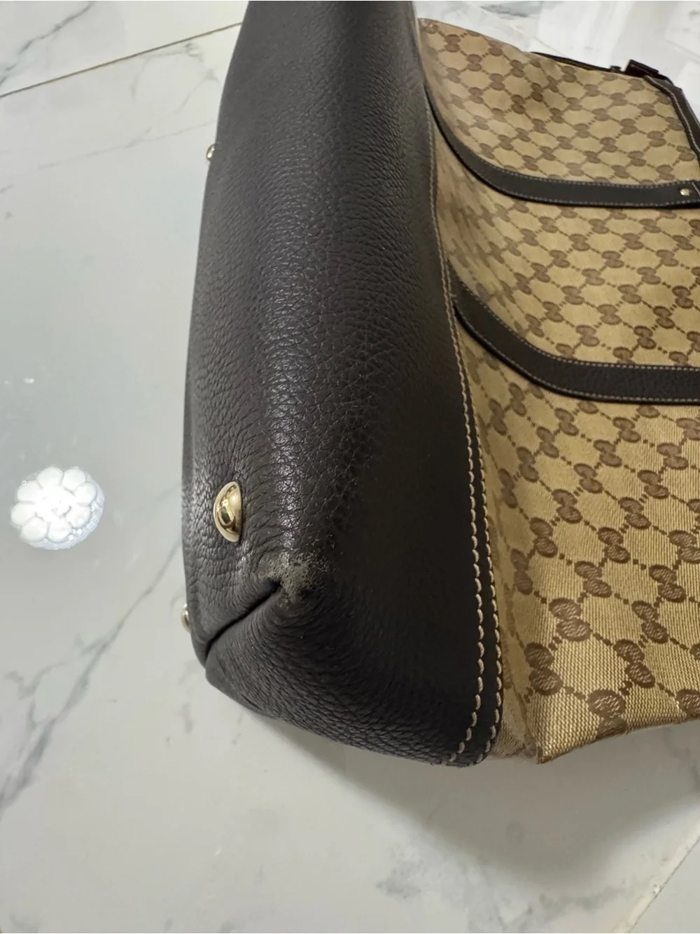 Gucci Beige/Brown Monogram Travel Weekender Bag